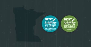 Minnesota state outline and the Best of Staffing Client and Best of Staffing Employee award