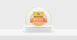 Comparably award of Best Company Outlook on top of a podium